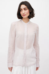 Dries Van Noten Pink Grey & White Striped Sheer Shirt