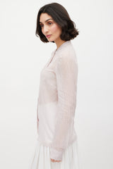 Dries Van Noten Pink Grey & White Striped Sheer Shirt