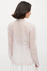 Dries Van Noten Pink Grey & White Striped Sheer Shirt