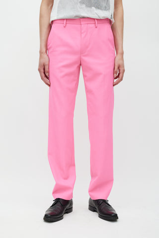Dries Van Noten Pink Slim Wool Trouser