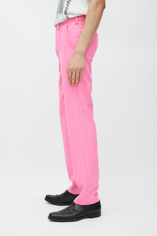 Dries Van Noten Pink Slim Wool Trouser
