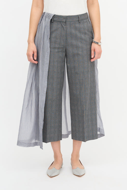 Dries Van Noten Plaid Skirt Overlay Trouser