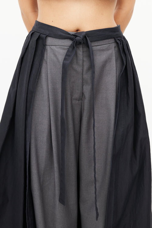Dries Van Noten Black Pleated Wrap Skirt