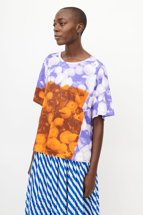 Dries Van Noten Purple & Orange Floral Print T-Shirt