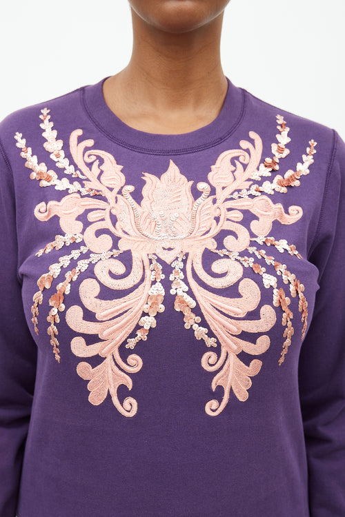 Dries Van Noten Purple & Pink Embellished Sweater