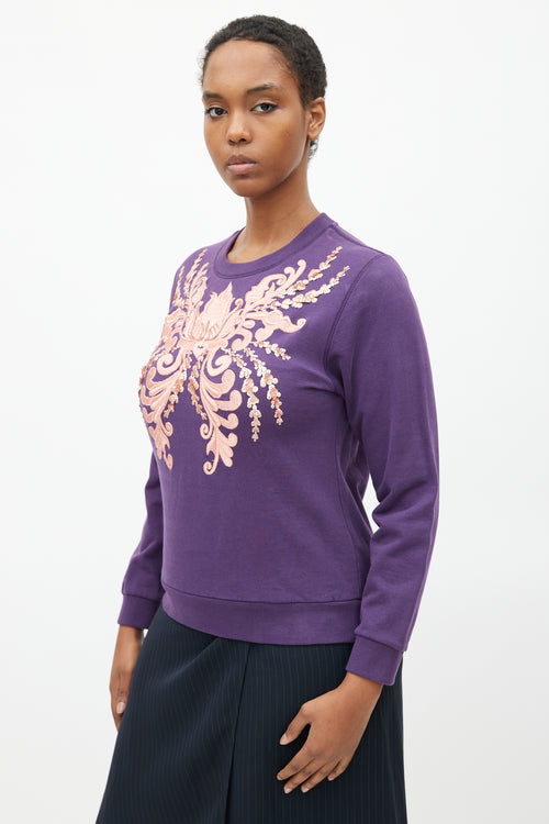 Dries Van Noten Purple & Pink Embellished Sweater