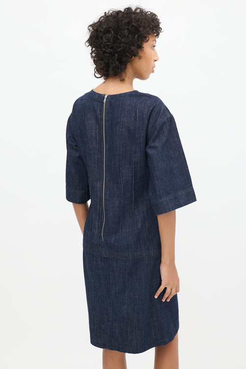 Dries Van Noten Raw Denim Half Sleeve Midi Dress