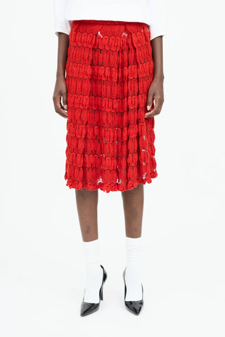 Dries Van Noten Pleated Crochet Skirt