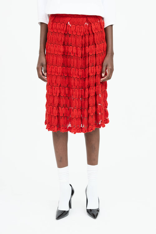 Dries Van Noten Pleated Crochet Skirt