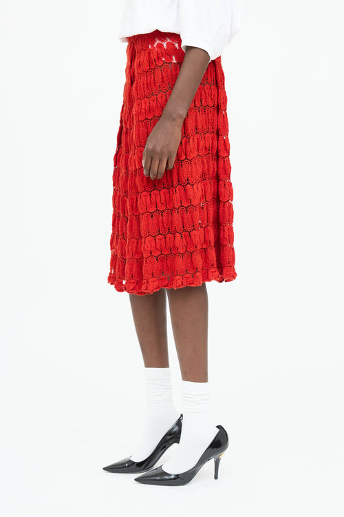 Dries Van Noten Pleated Crochet Skirt