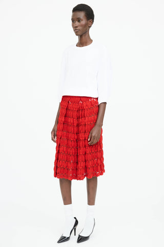 Dries Van Noten Pleated Crochet Skirt