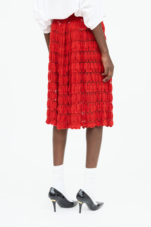Dries Van Noten Pleated Crochet Skirt
