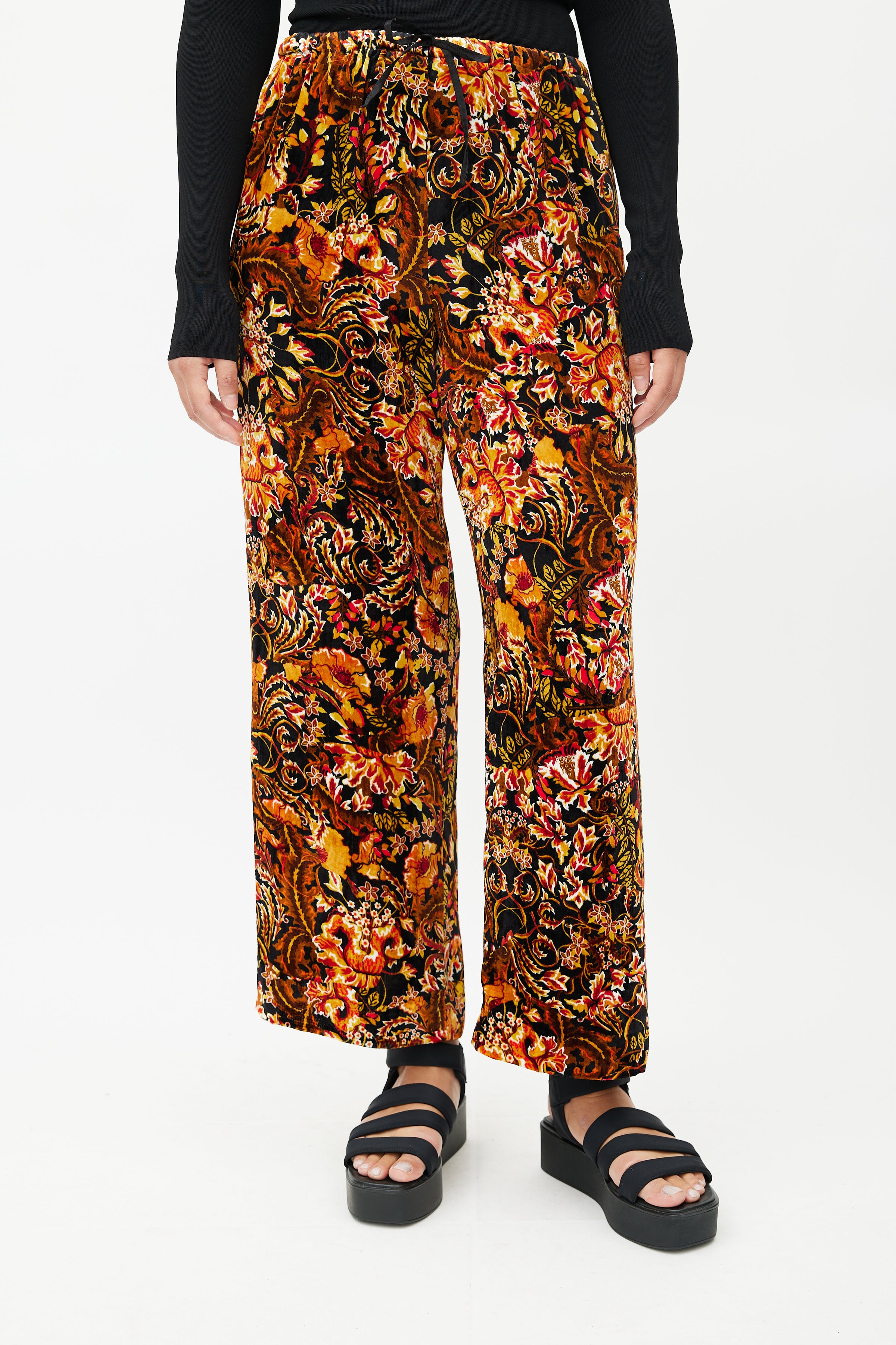 Dries Van Noten // Red & Multicolour Floral Velvet Trouser – VSP Consignment