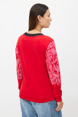 Dries Van Noten Red & Pink Floral Print Top