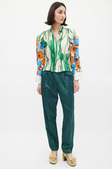 Dries Van Noten SS 2008 Beige & Multicolour Silk Floral Shirt
