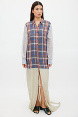 Dries Van Noten SS 2013 Blue & Multicolour Plaid Layered Dress