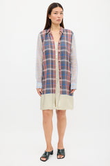 Dries Van Noten SS 2013 Blue & Multicolour Plaid Layered Dress