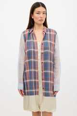 Dries Van Noten SS 2013 Blue & Multicolour Plaid Layered Dress