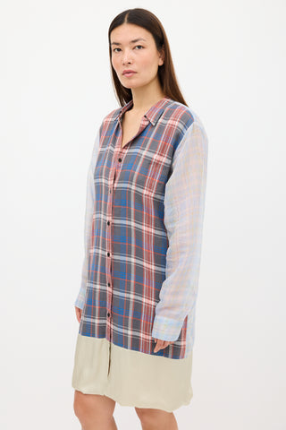 Dries Van Noten SS 2013 Blue & Multicolour Plaid Layered Dress