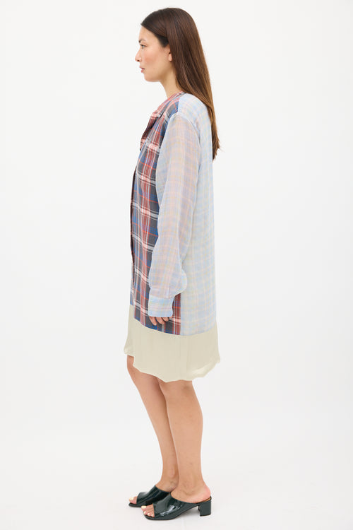 Dries Van Noten SS 2013 Blue & Multicolour Plaid Layered Dress