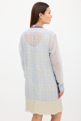 Dries Van Noten SS 2013 Blue & Multicolour Plaid Layered Dress