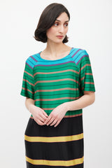Dries Van Noten SS 2015 Gren & Multicolour Striped Dress