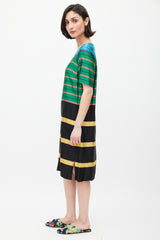Dries Van Noten SS 2015 Gren & Multicolour Striped Dress
