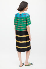 Dries Van Noten SS 2015 Gren & Multicolour Striped Dress