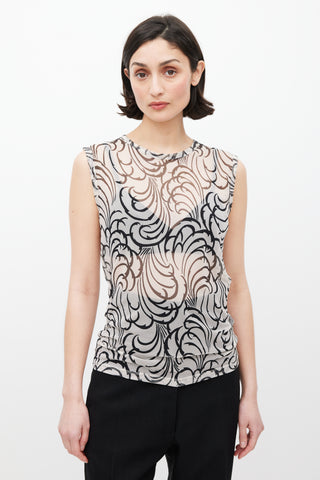 Dries Van Noten SS 2016 White & Back Mesh Tattoo Tank Top