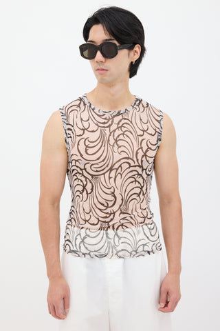 Dries Van Noten SS 2016 White & Black Mesh Tattoo Tank Top
