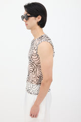 Dries Van Noten SS 2016 White & Black Mesh Tattoo Tank Top