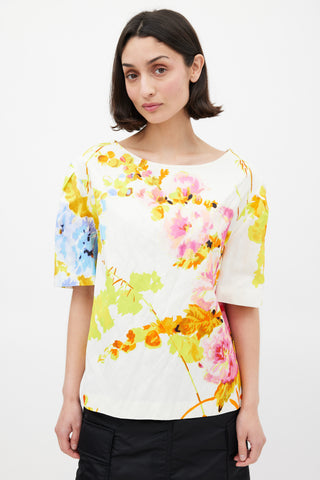 Dries Van Noten SS 2020 White & Multicolour Floral Top