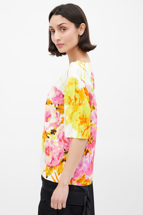 Dries Van Noten SS 2020 White & Multicolour Floral Top