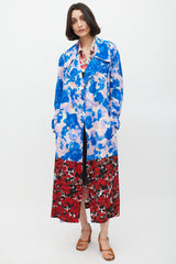 Dries Van Noten SS 2023 Blue & Multicolour Mixed Floral Trench Coat