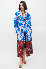 Dries Van Noten SS 2023 Blue & Multicolour Mixed Floral Trench Coat