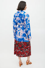 Dries Van Noten SS 2023 Blue & Multicolour Mixed Floral Trench Coat