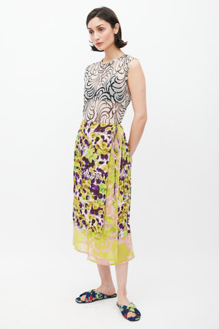 Dries Van Noten SS 2023 Yellow & Multicolour Floral Wrap Skirt