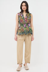 Dries Van Noten Satin Bilas Floral Peplum Vest