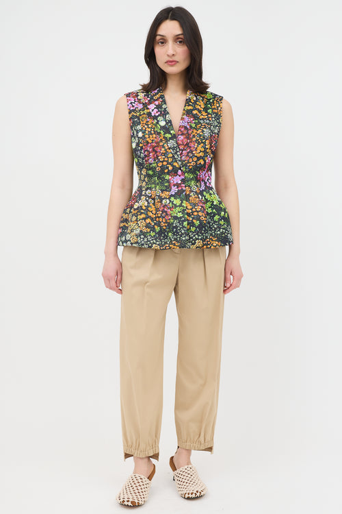 Dries Van Noten Satin Bilas Floral Peplum Vest