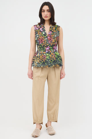 Dries Van Noten Satin Bilas Floral Peplum Vest