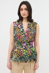 Dries Van Noten Satin Bilas Floral Peplum Vest