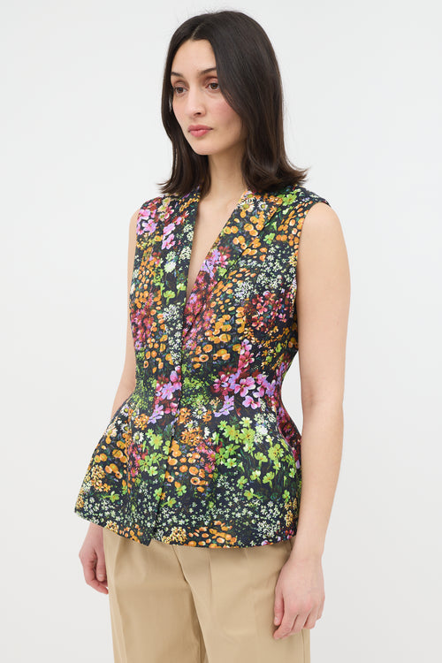 Dries Van Noten Satin Bilas Floral Peplum Vest