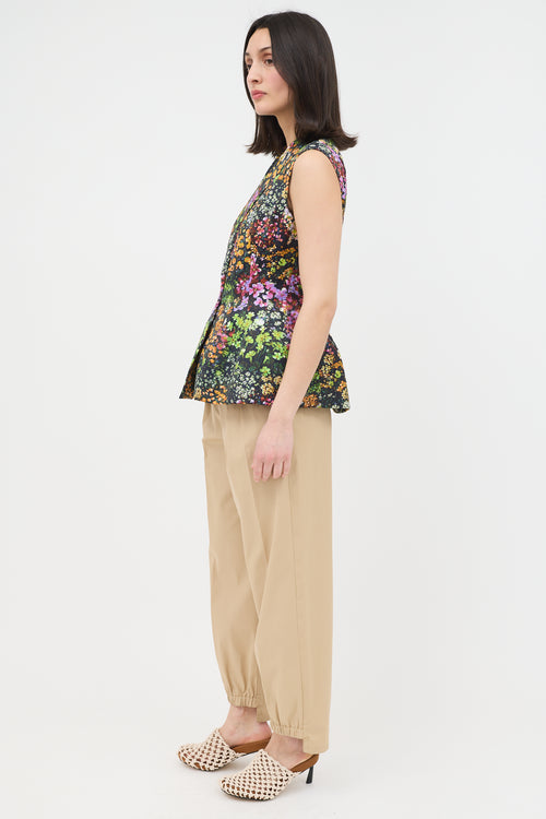 Dries Van Noten Satin Bilas Floral Peplum Vest