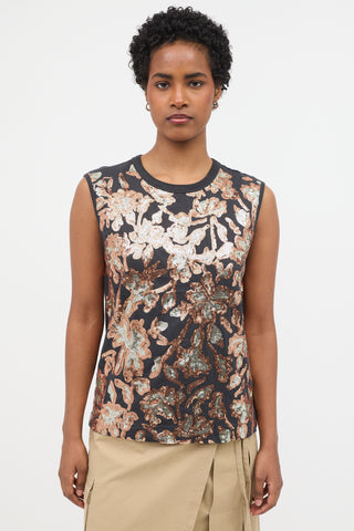 Dries Van Noten Sequin Floral Tank Top