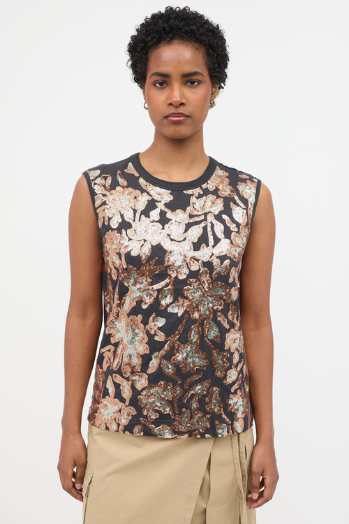 Dries Van Noten // Sequin Floral Tank Top – VSP Consignment