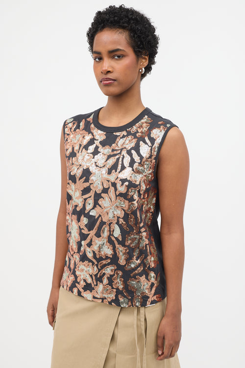 Dries Van Noten Sequin Floral Tank Top