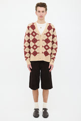 Acne Studios Wool Argyle Logo Cardigan