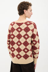 Acne Studios Wool Argyle Logo Cardigan