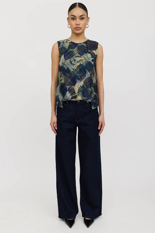 Dries Van Noten Silk Floral Plaid Top