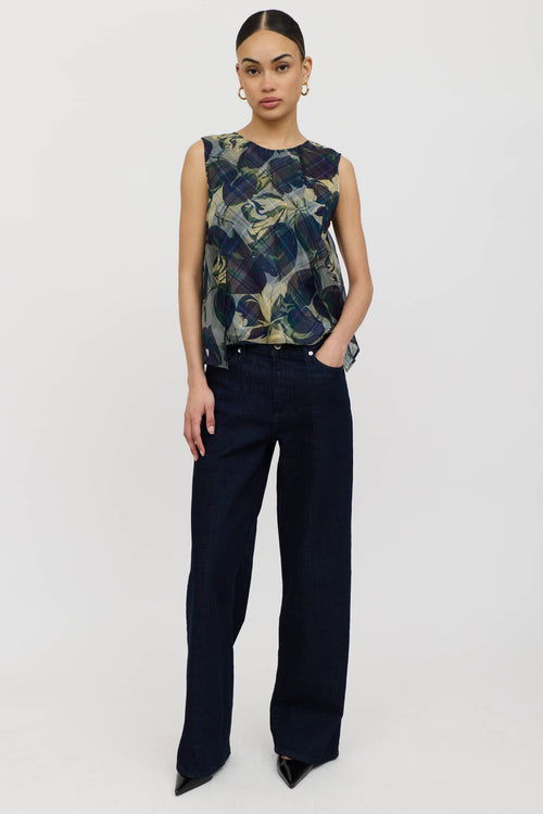 Dries Van Noten Silk Floral Plaid Top
